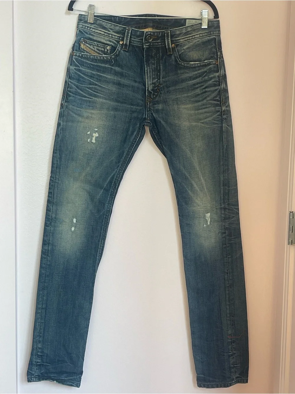 Diesel Thavar Slim Skinny Jeans Mens 30x32 Blue Distressed Medium Wash Denim